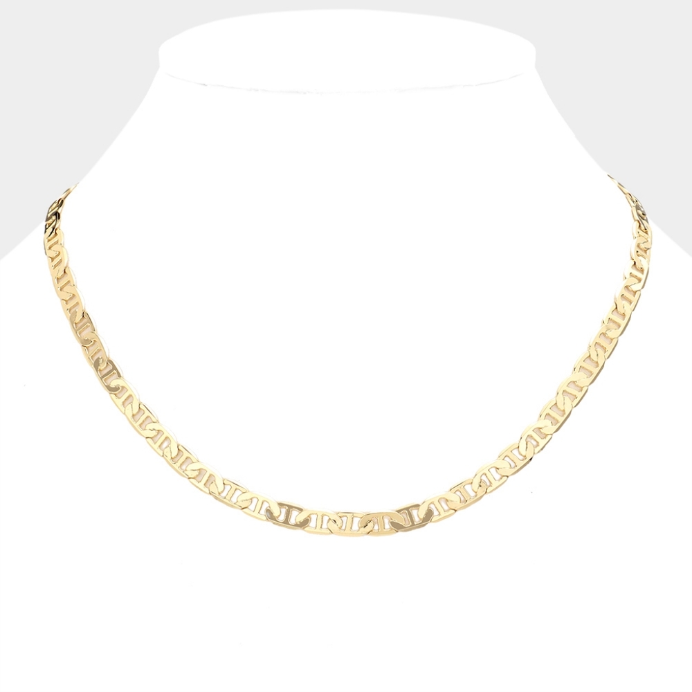 Gold Mariner Link 18" 6mm Necklace Chain Simple Casual Jewelry Metal